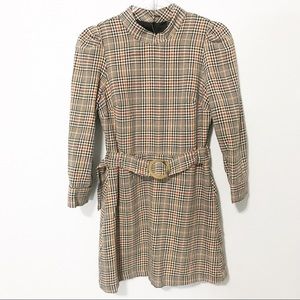Zara TRF plaid belted mini dress